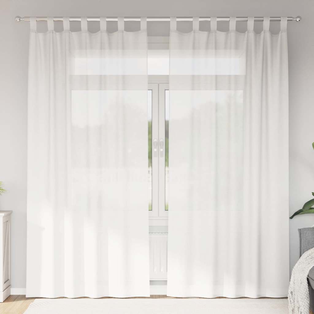 Tende in Voile con Passanti 2 pz Bianco 140x245 cm | homemem39