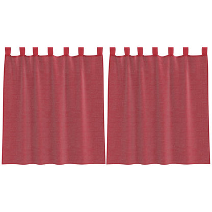 Tende in Voile con Passanti 2 pz Rosso Vino 140x140 cm | homemem39