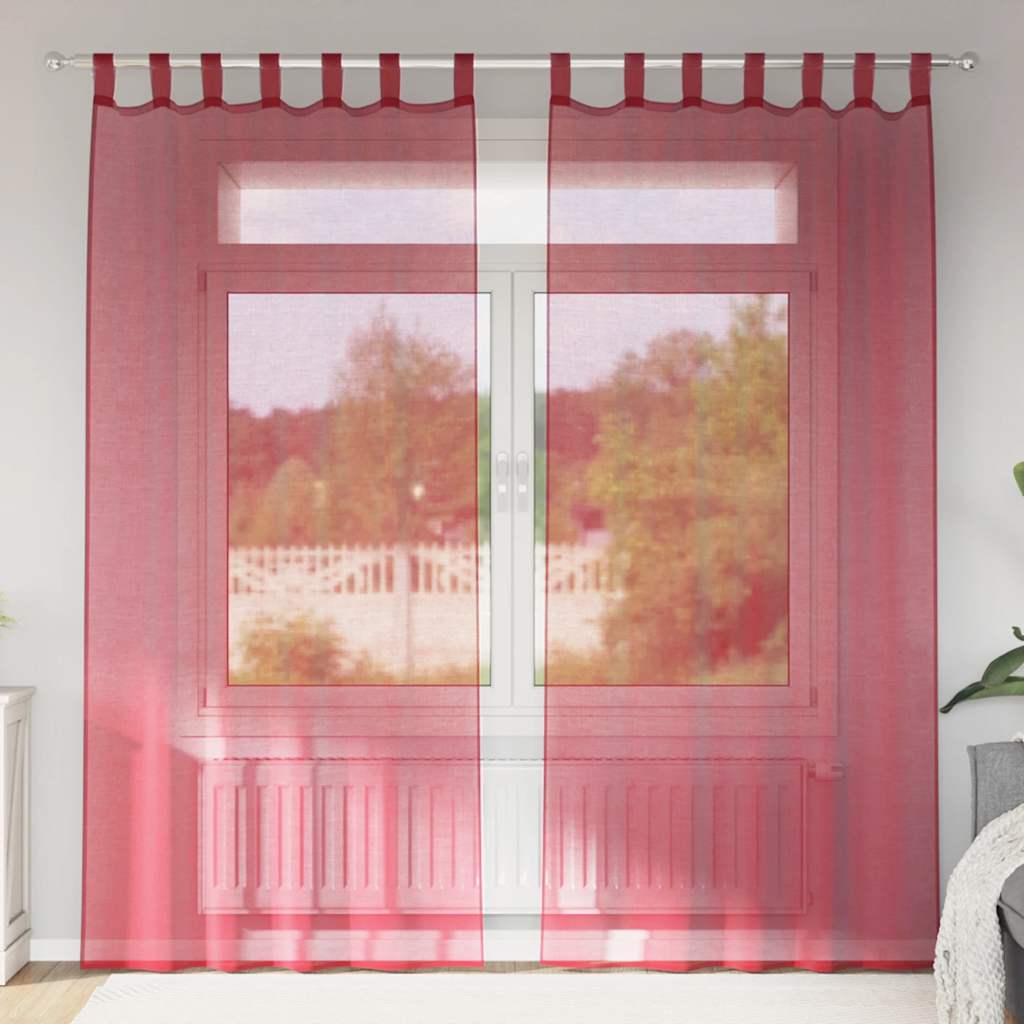 Tende in Voile con Passanti 2 pz Rosso Vino 140x225 cm | homemem39