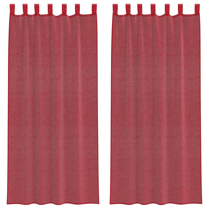 Tende in Voile con Passanti 2 pz Rosso Vino 140x245 cm