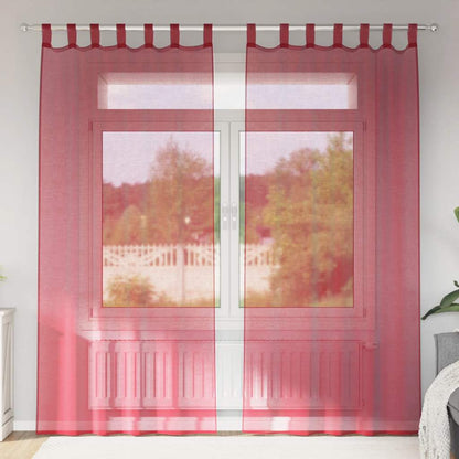 Tende in Voile con Passanti 2 pz Rosso Vino 140x245 cm