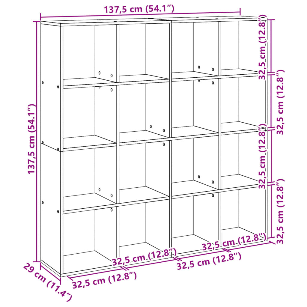 Libreria Bianca 137,5x29x137,5 cm in Legno Multistrato | homemem39