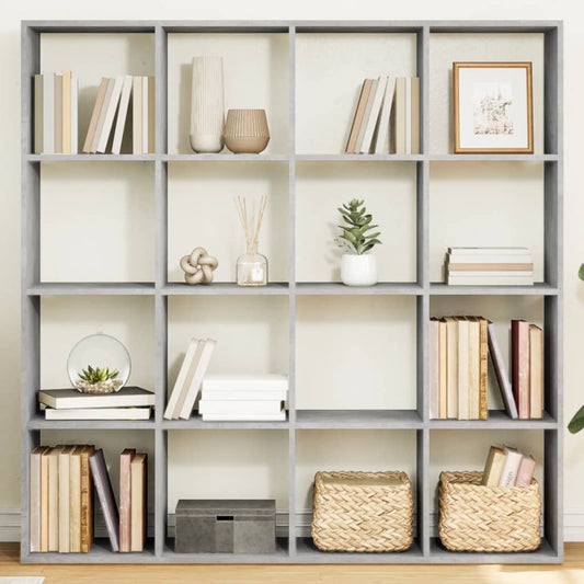 Libreria Grigio Cemento 137,5x29x137,5 cm in Legno Multistrato | homemem39