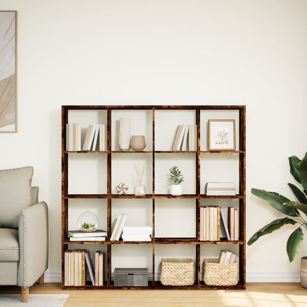 Libreria Rovere Fumo 137,5x29x137,5 cm in Legno Multistrato | homemem39