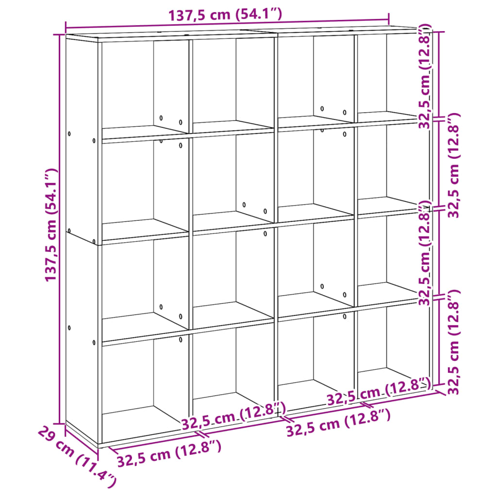 Libreria Legno Antico 137,5x29x137,5 cm in Legno Multistrato | homemem39