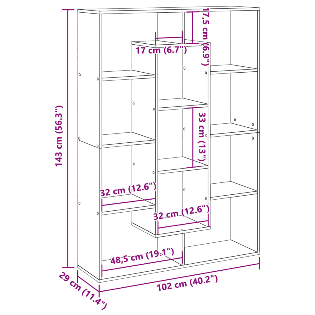 Libreria Grigio Sonoma 102x29x143 cm in Legno Multistrato | homemem39