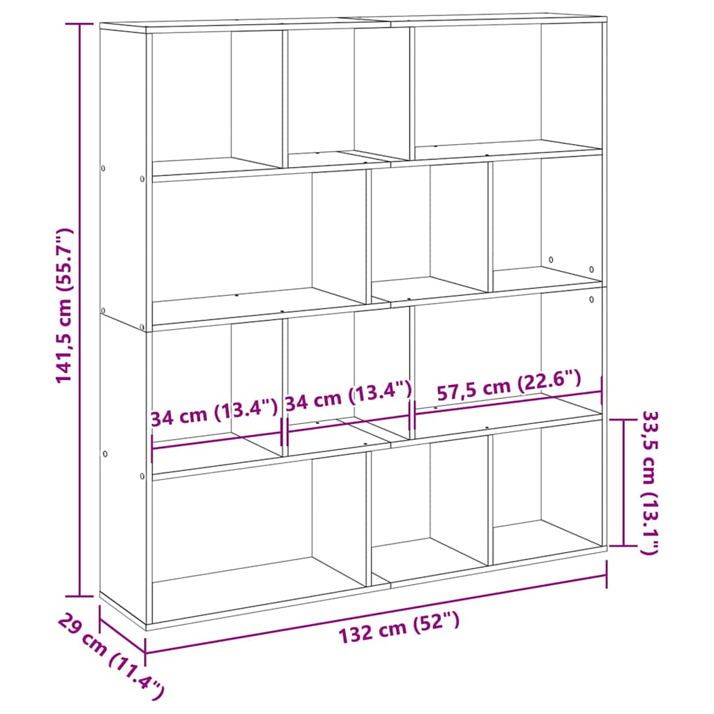 Libreria Grigio Cemento 132x29x141,5 cm in Legno Multistrato | homemem39