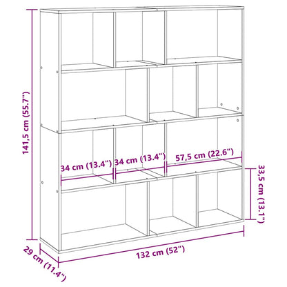 Libreria Grigio Cemento 132x29x141,5 cm in Legno Multistrato | homemem39