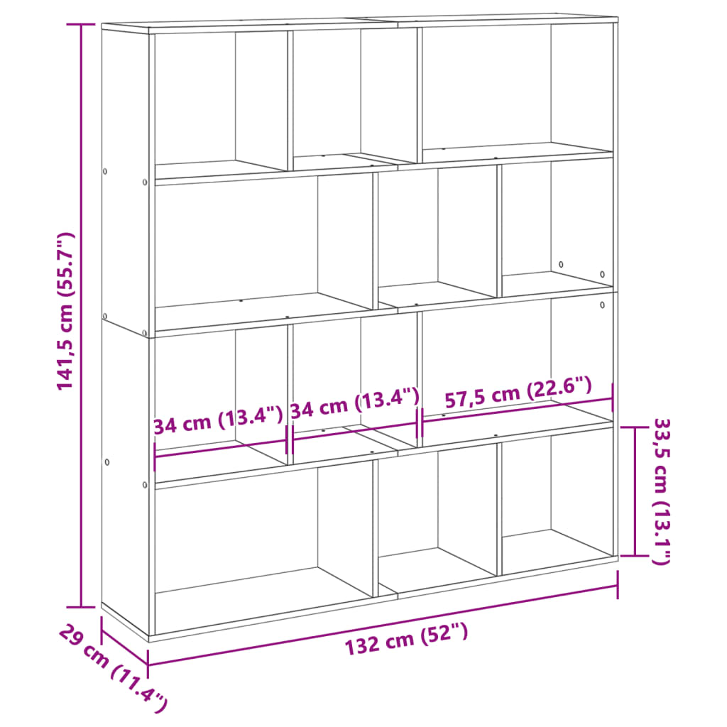 Libreria Legno Antico 132x29x141,5 cm in Legno Multistrato | homemem39