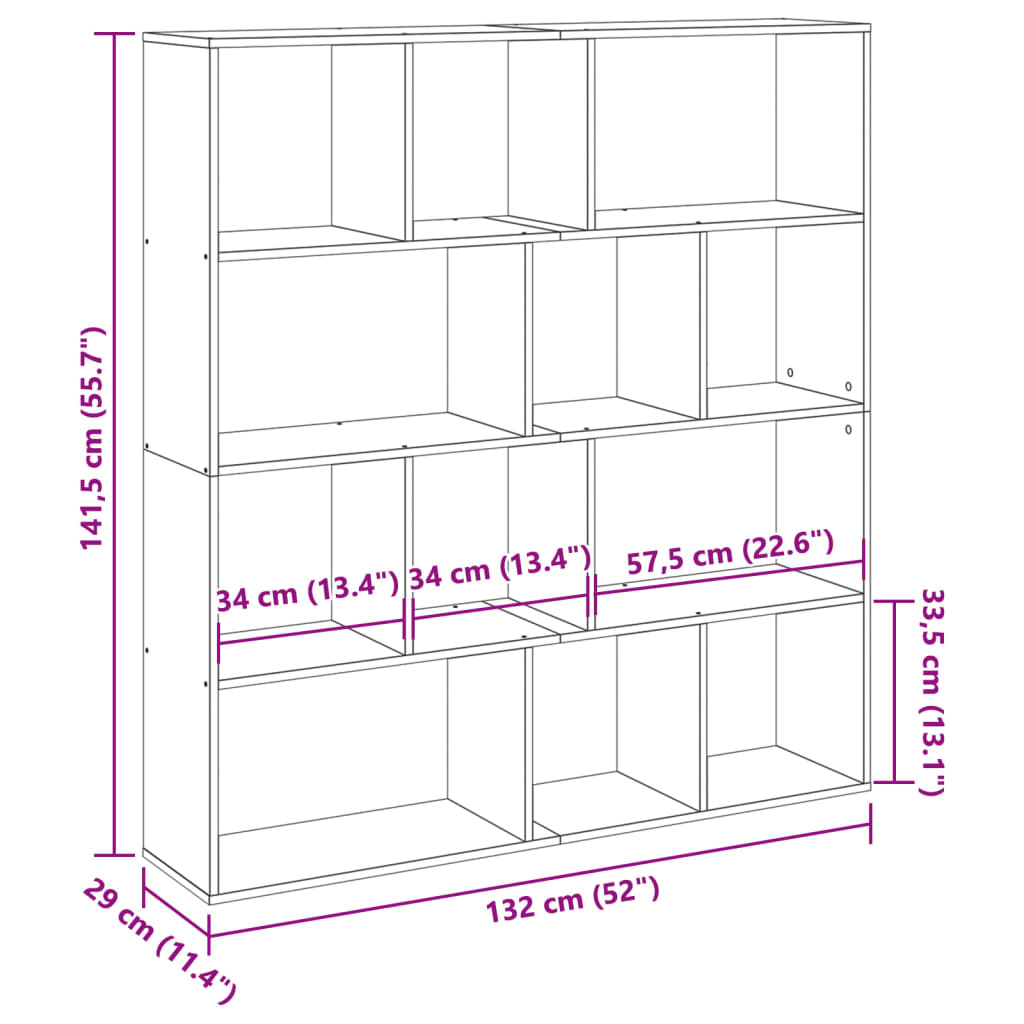 Libreria Rovere Artigianale 132x29x141,5cm in Legno Multistrato | homemem39