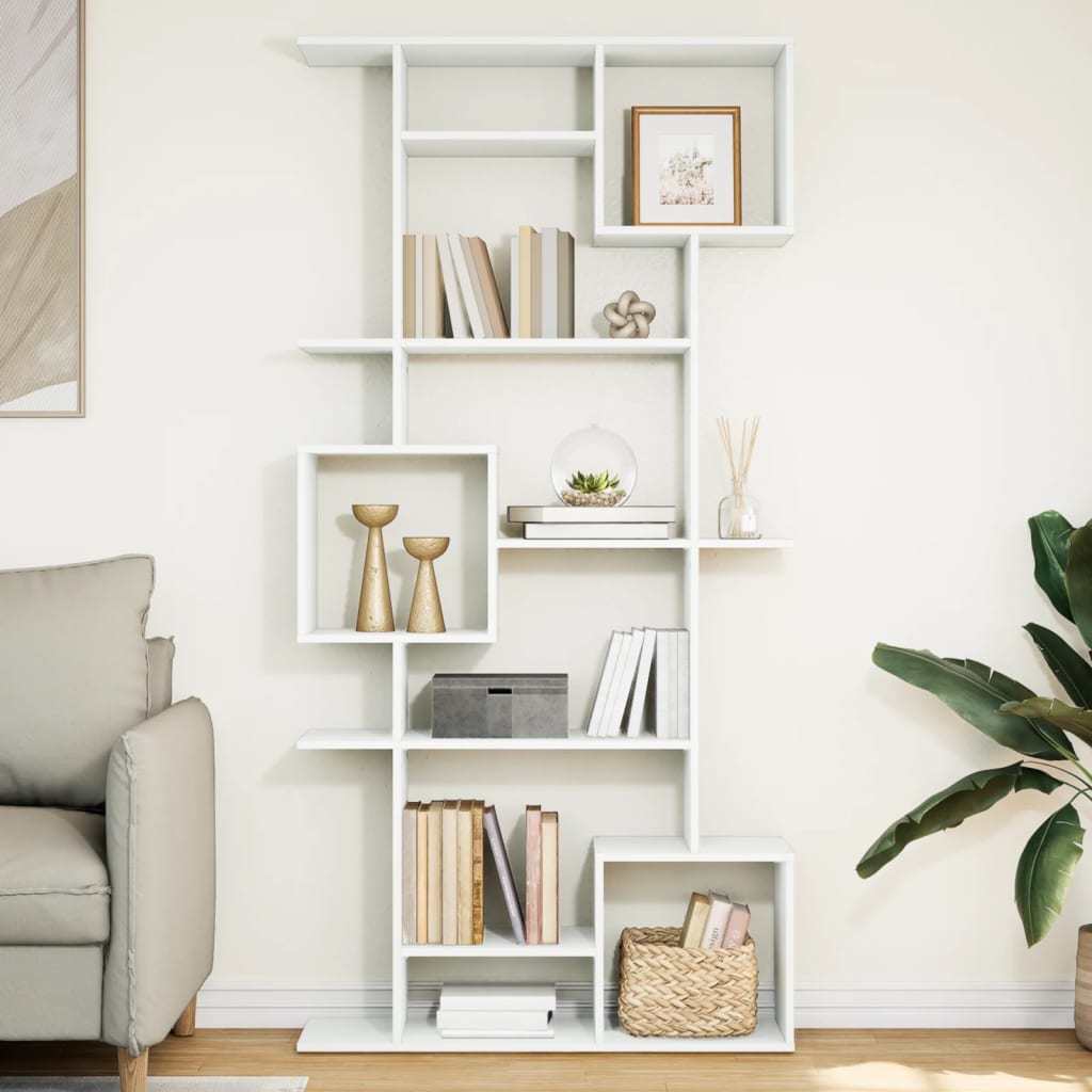 Libreria Bianca 92x29x188 cm in Legno Multistrato | homemem39