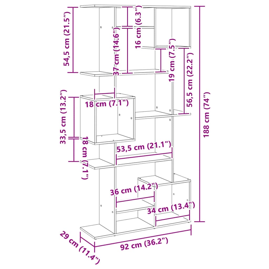 Libreria Rovere Artigianale 92x29x188 cm in Legno Multistrato