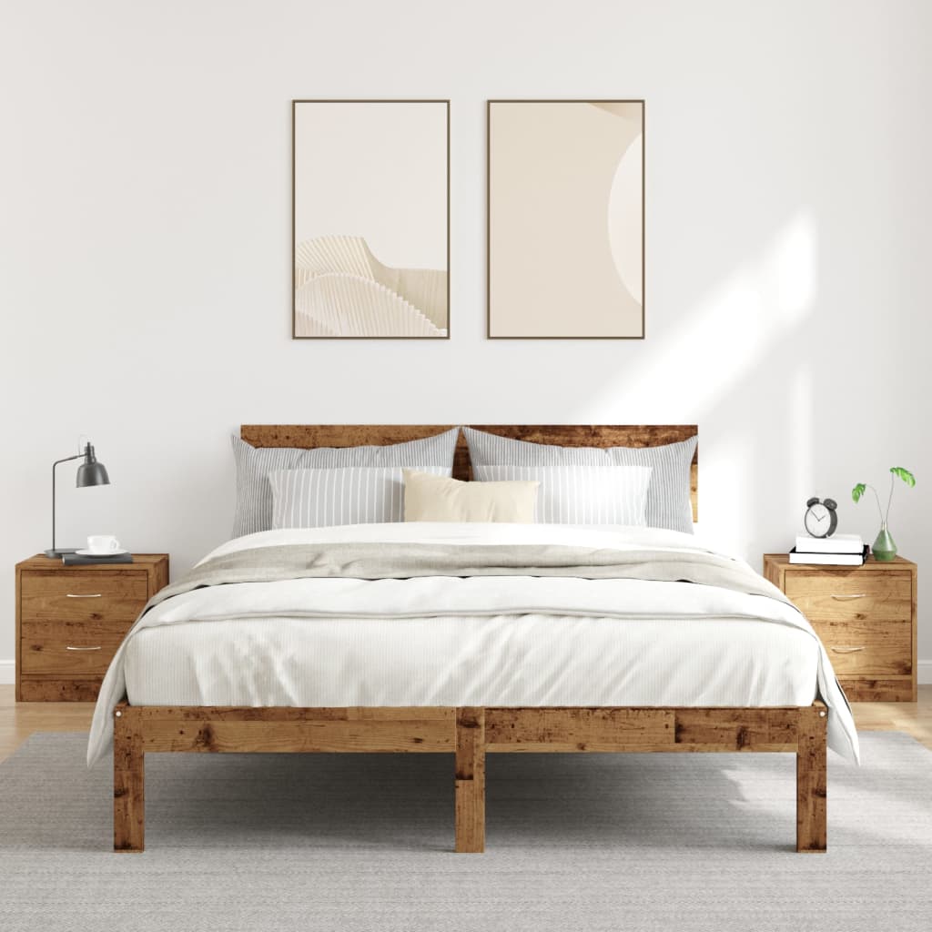 Comodini Legno Antico 2 pz 40x30x40 cm in Legno Multistrato - homemem39