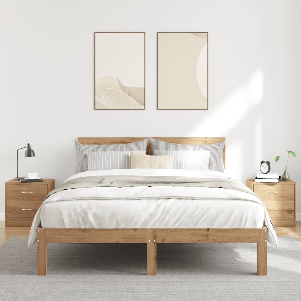 Comodini 2pz Rovere Artigianale 40x30x40 cm in Truciolato - homemem39