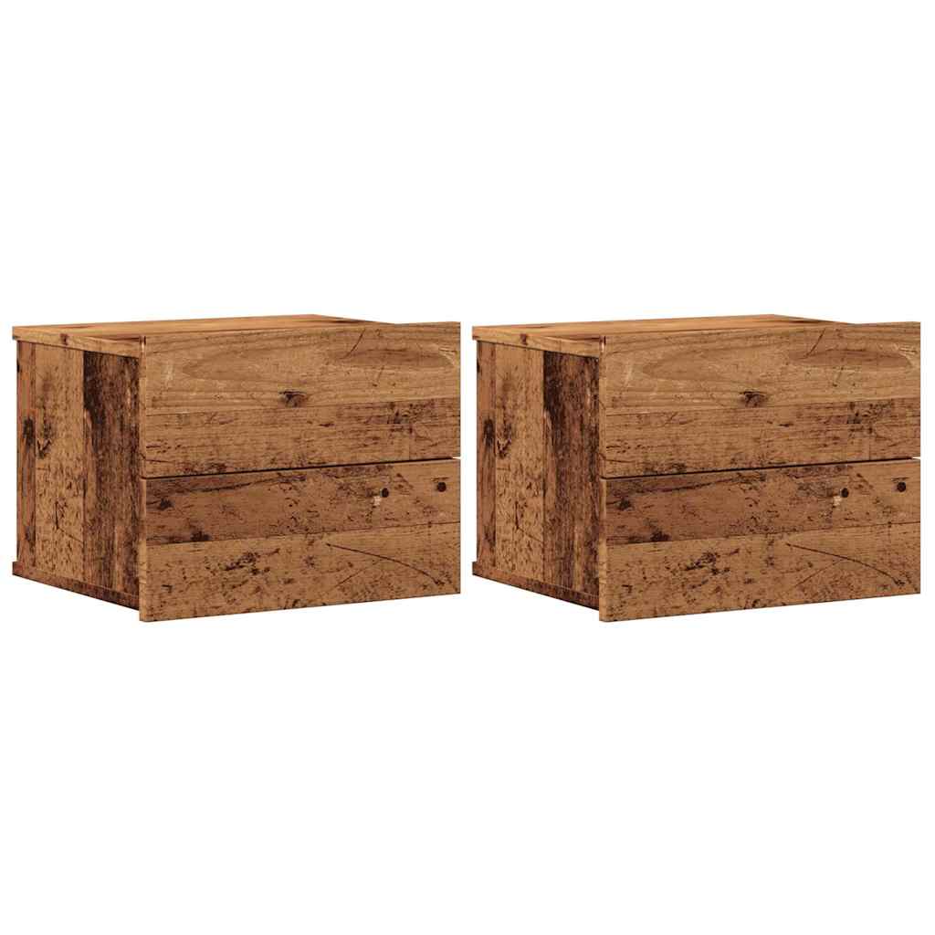 Comodini a Muro 2 pz Legno Antico 40x32x30 cm - homemem39