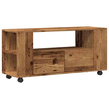 Mobile Porta TV con Ruote Legno Antico 102x34,5x43cm Truciolato | homemem39