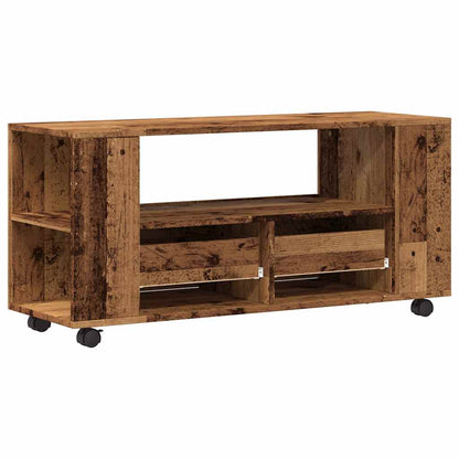 Mobile Porta TV con Ruote Legno Antico 102x34,5x43cm Truciolato | homemem39