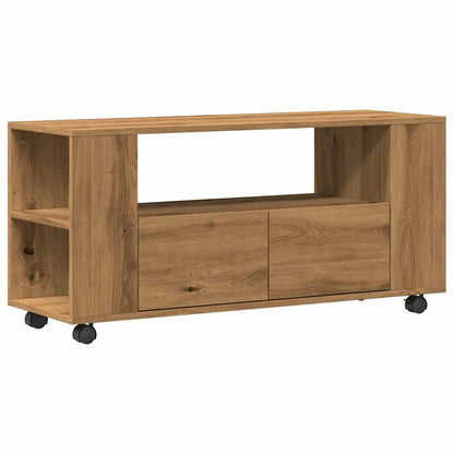 Mobile Porta TV con Ruote Artigianale 102x34,5x43 cm Truciolato | homemem39