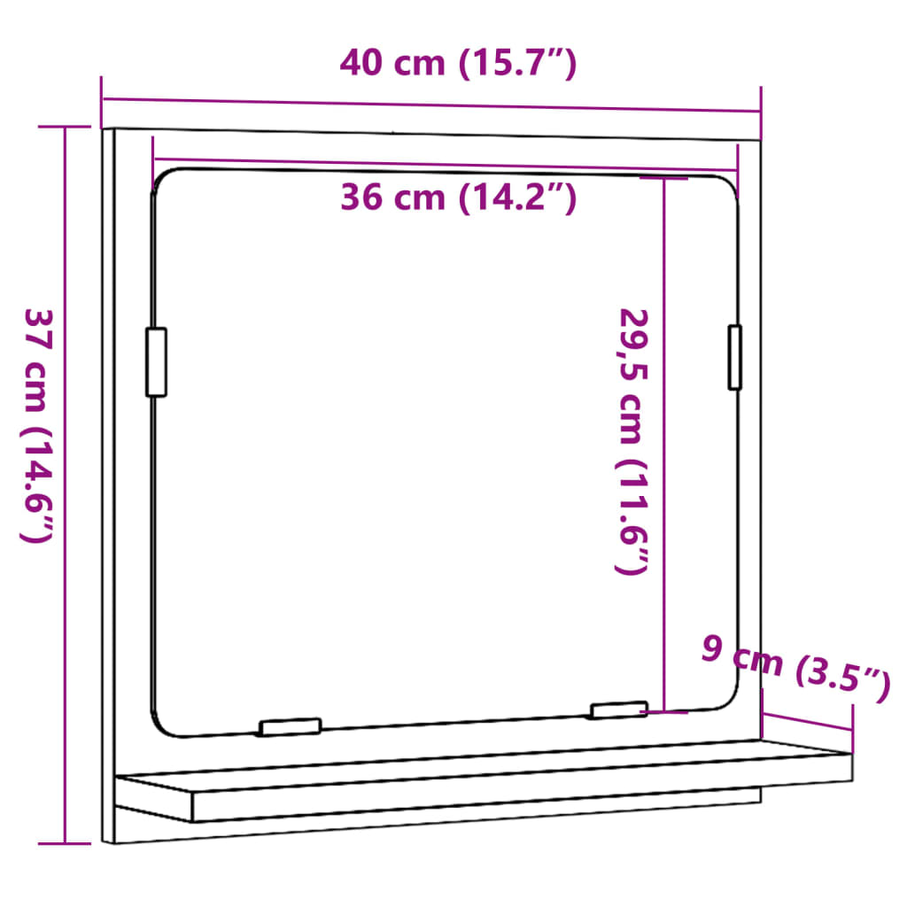 Mobile da Bagno con Specchio Legno Antico 40x11x37cm Truciolato | homemem39