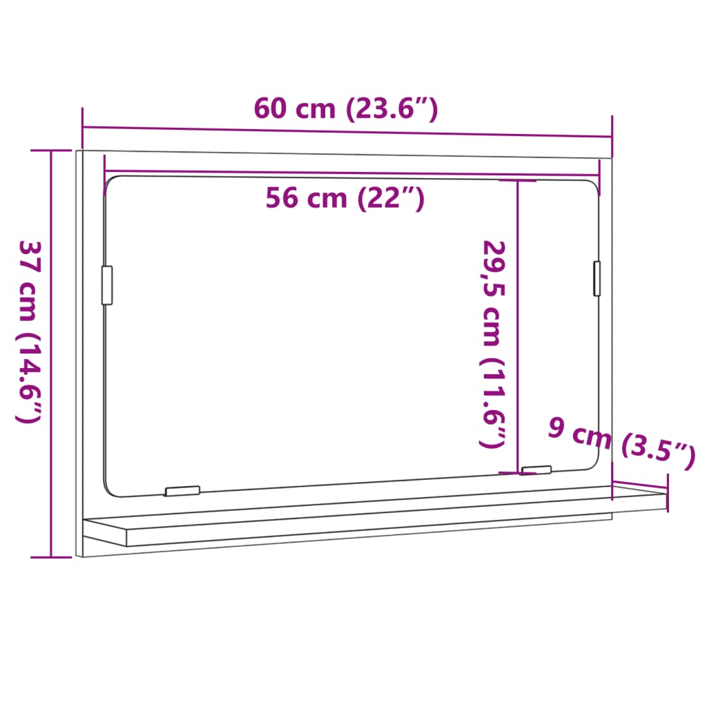 Mobile da Bagno con Specchio Legno Antico 60x11x37cm Truciolato | homemem39