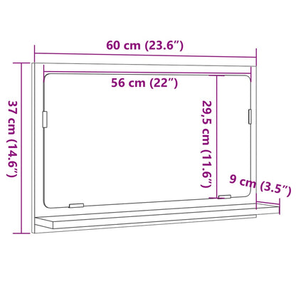 Mobile Bagno Specchio Rovere Artigianale 60x11x37 cm Truciolato | homemem39