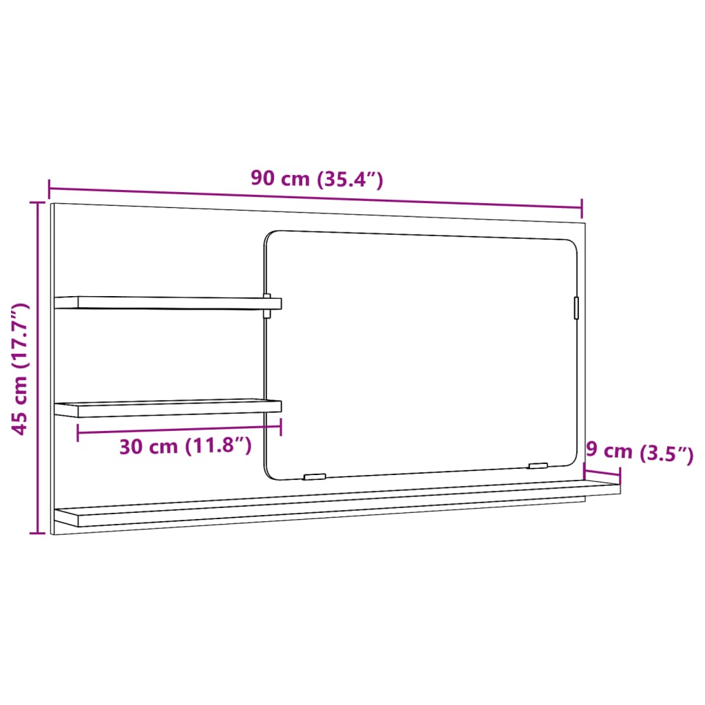 Mobile da Bagno Legno Antico 90x11x45 cm in Truciolato | homemem39