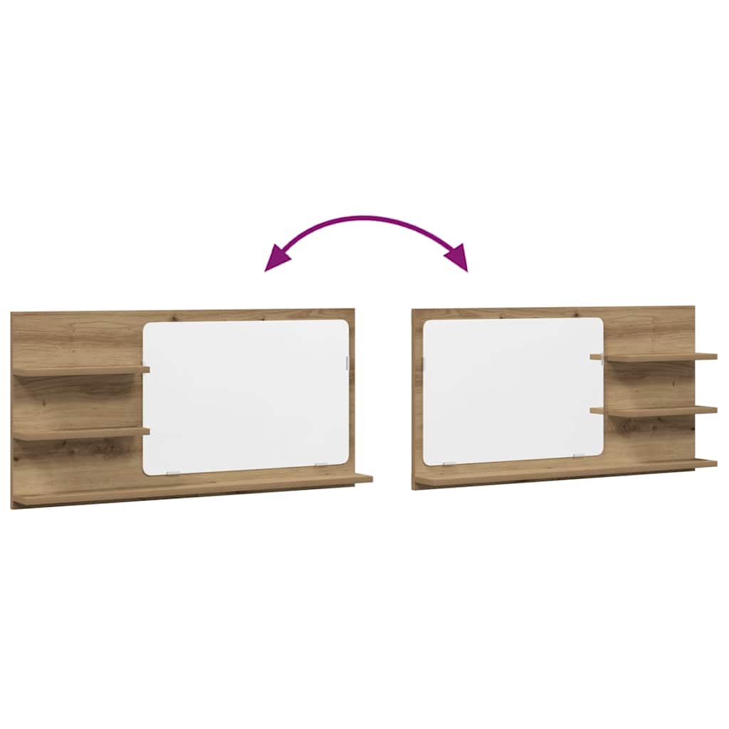 Mobile Bagno Specchio Rovere Artigianale 90x11x45 cm Truciolato | homemem39