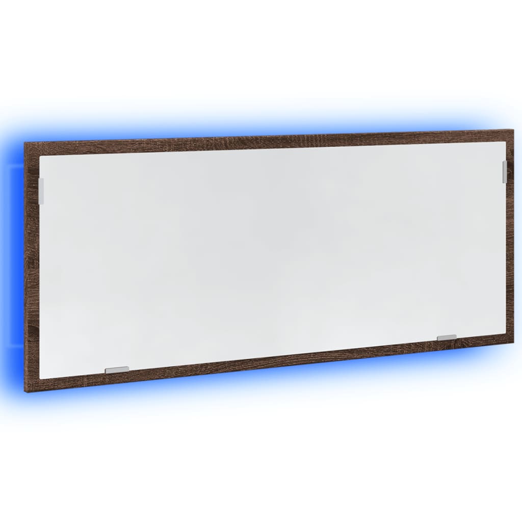 Specchio da Bagno LED Rovere Marrone 100x8,5x37cm in Truciolato | homemem39