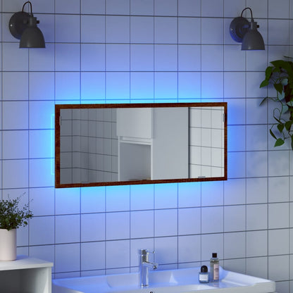 Specchio da Bagno LED Rovere Marrone 100x8,5x37cm in Truciolato | homemem39