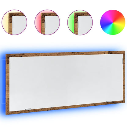Specchio Bagno LED Legno Antico 100x8,5x37 cm Legno Multistrato | homemem39