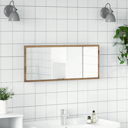 Specchio Bagno LED Rovere Artigianale 100x8,5x37 cm Multistrato | homemem39