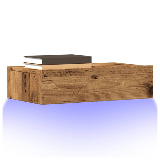 Mobile Porta TV con Luci LED Legno Antico 60x35x15,5 cm - homemem39