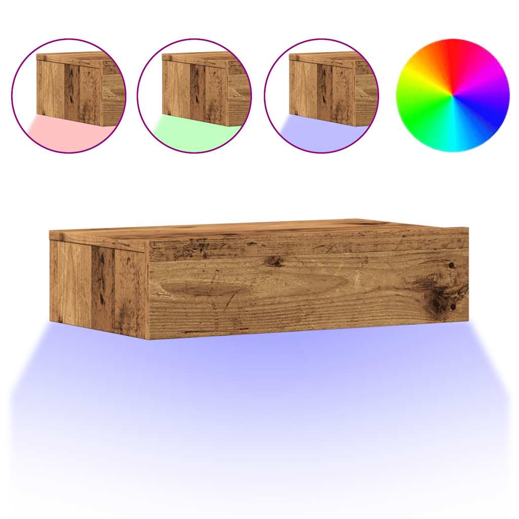 Mobili Porta TV con Luci LED 2 pz Legno Antico 60x35x15,5 cm