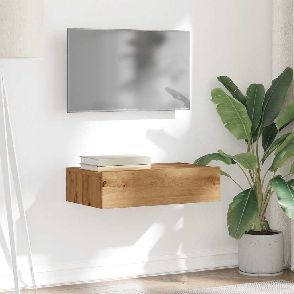 Mobile Porta TV con Luci LED Rovere Artigianale 60x35x15,5 cm - homemem39