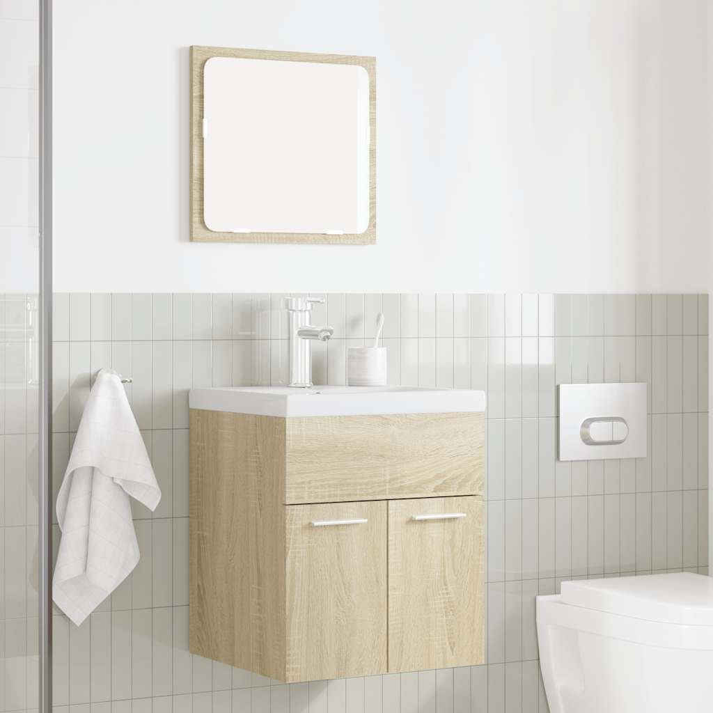 Set Mobili da Bagno 2 pz Rovere Sonoma in Legno Multistrato | homemem39