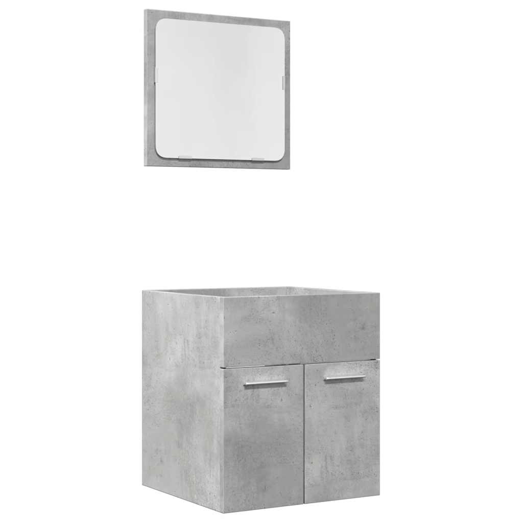 Set Mobili da Bagno 2 pz Grigio Cemento in Legno Multistrato | homemem39
