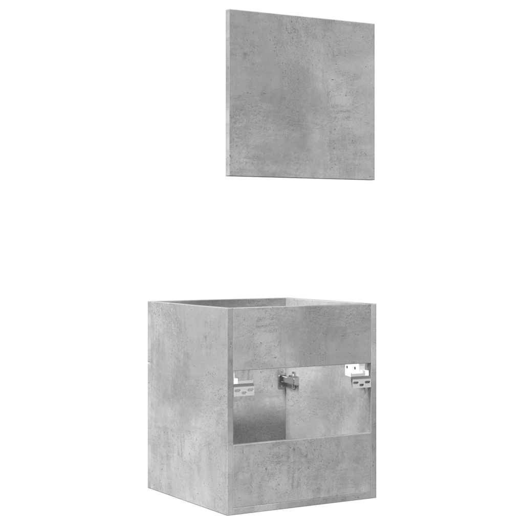 Set Mobili da Bagno 2 pz Grigio Cemento in Legno Multistrato | homemem39