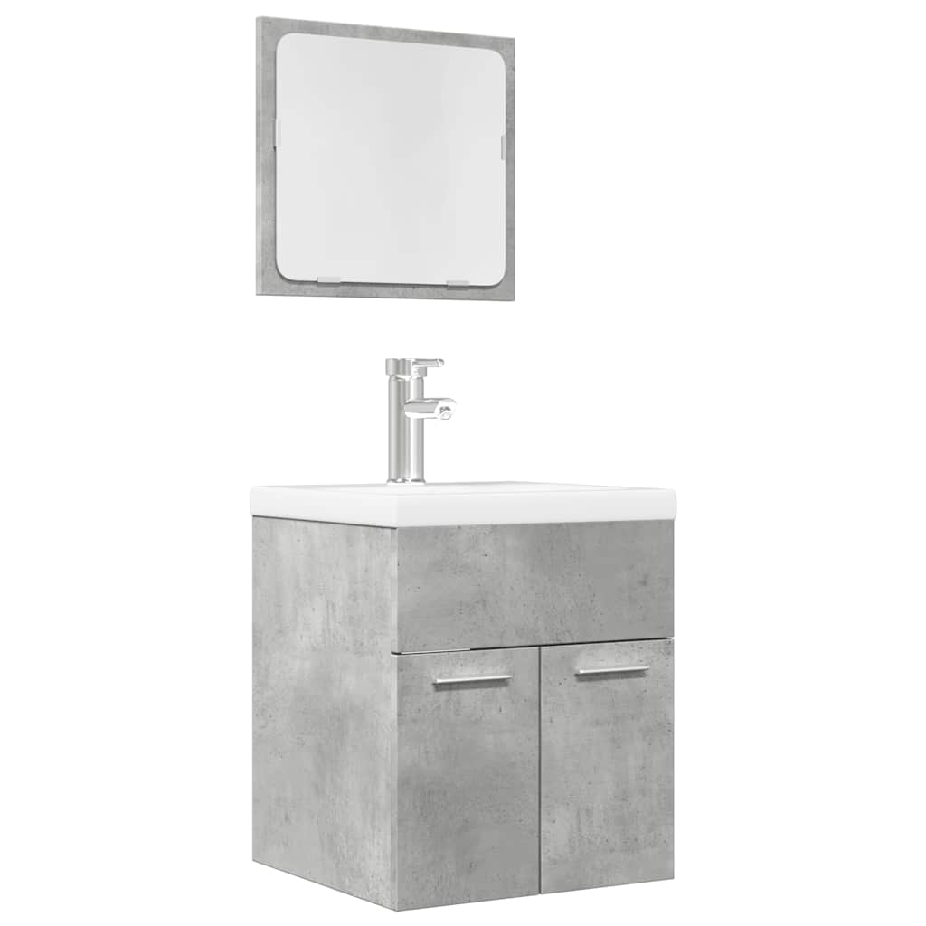 Set Mobili da Bagno 2 pz Grigio Cemento in Legno Multistrato | homemem39