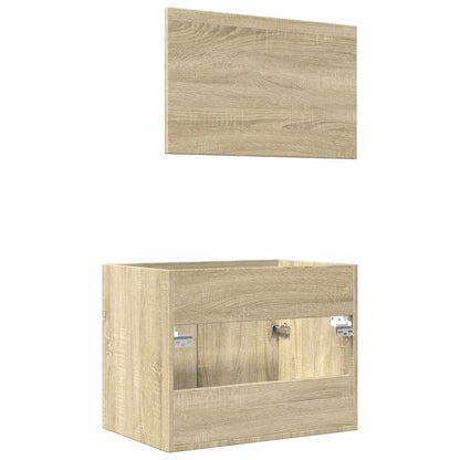 Set Mobili da Bagno 2 pz Rovere Sonoma in Legno Multistrato