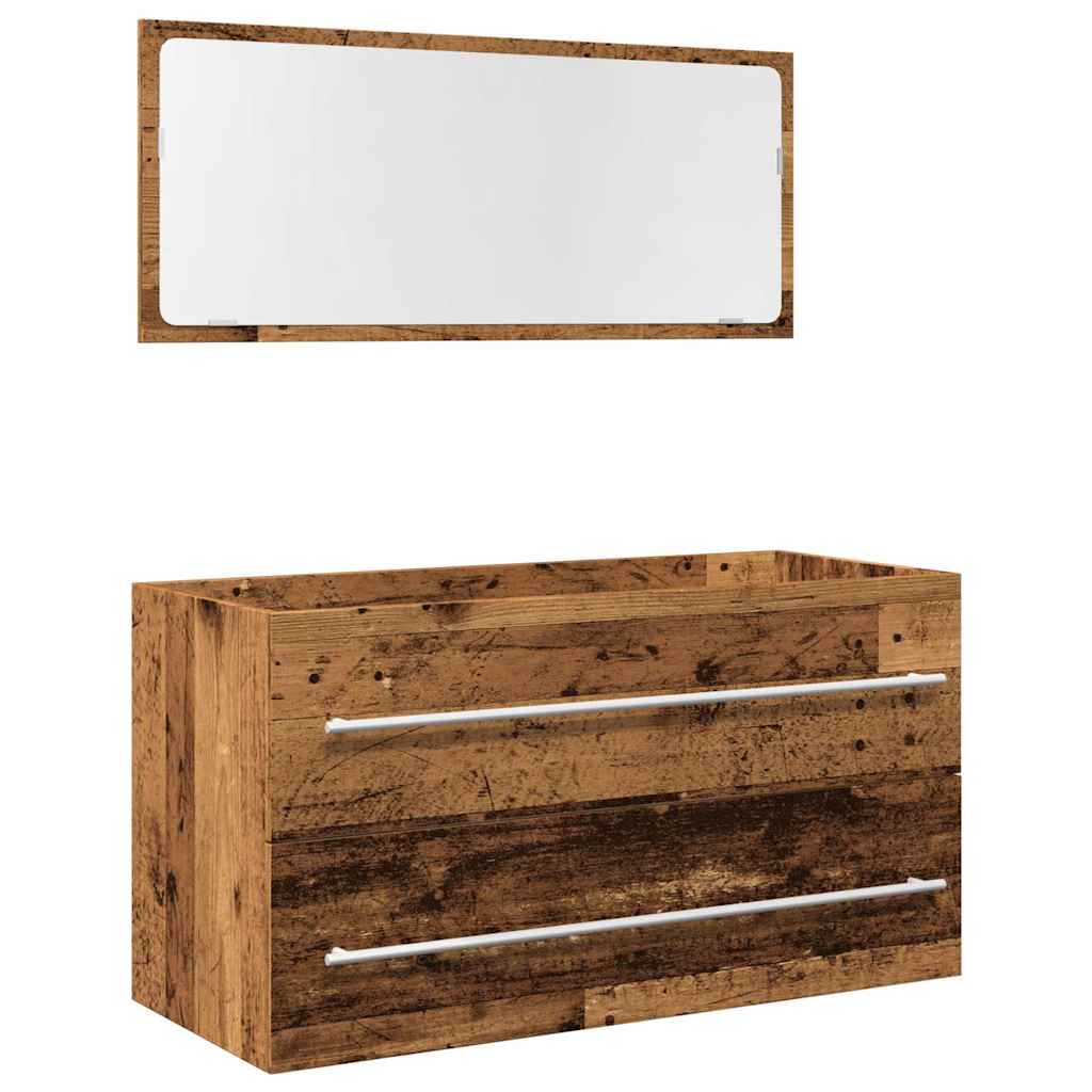 Set Mobili da Bagno 2 pz Legno Antico in Legno Multistrato | homemem39