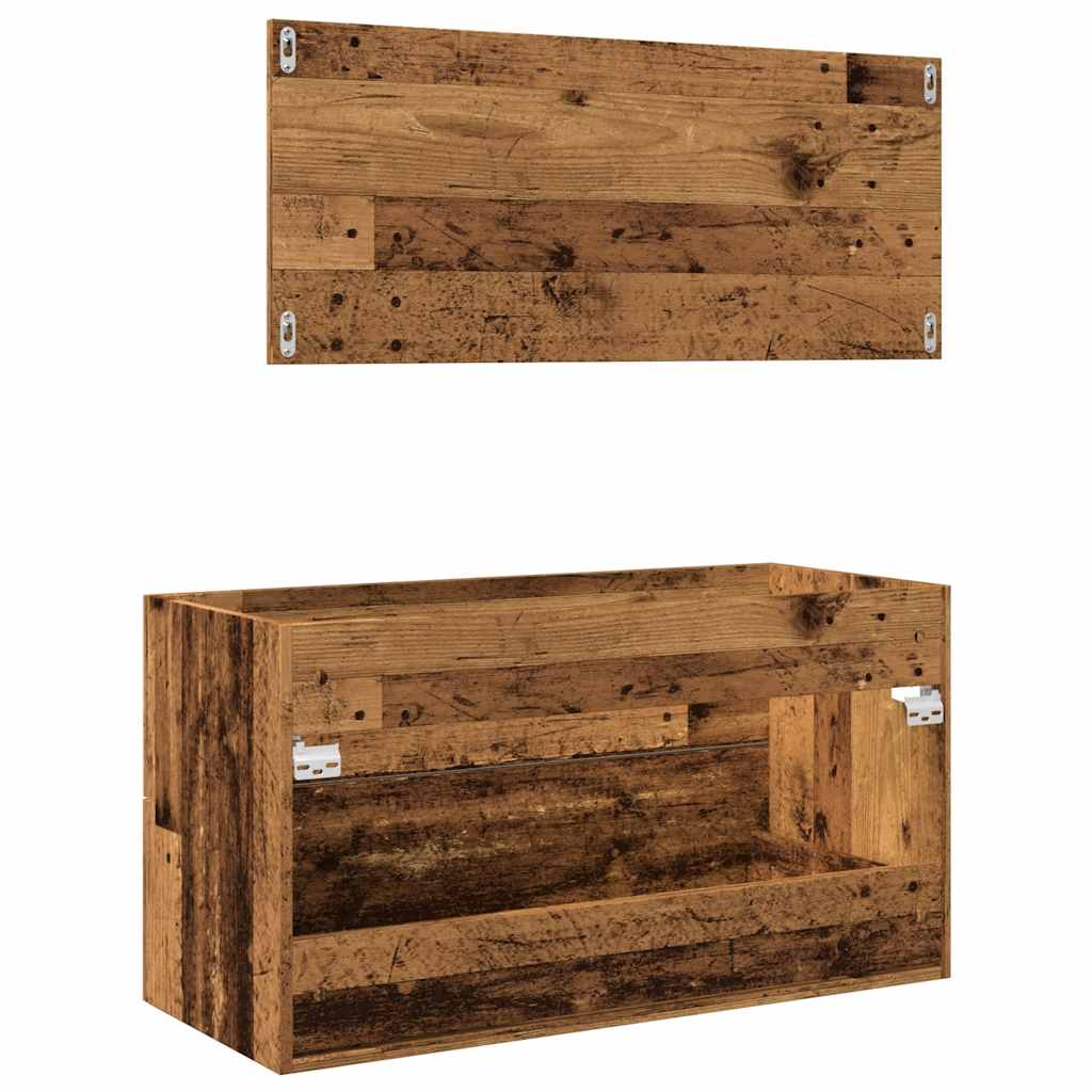Set Mobili da Bagno 2 pz Legno Antico in Legno Multistrato | homemem39