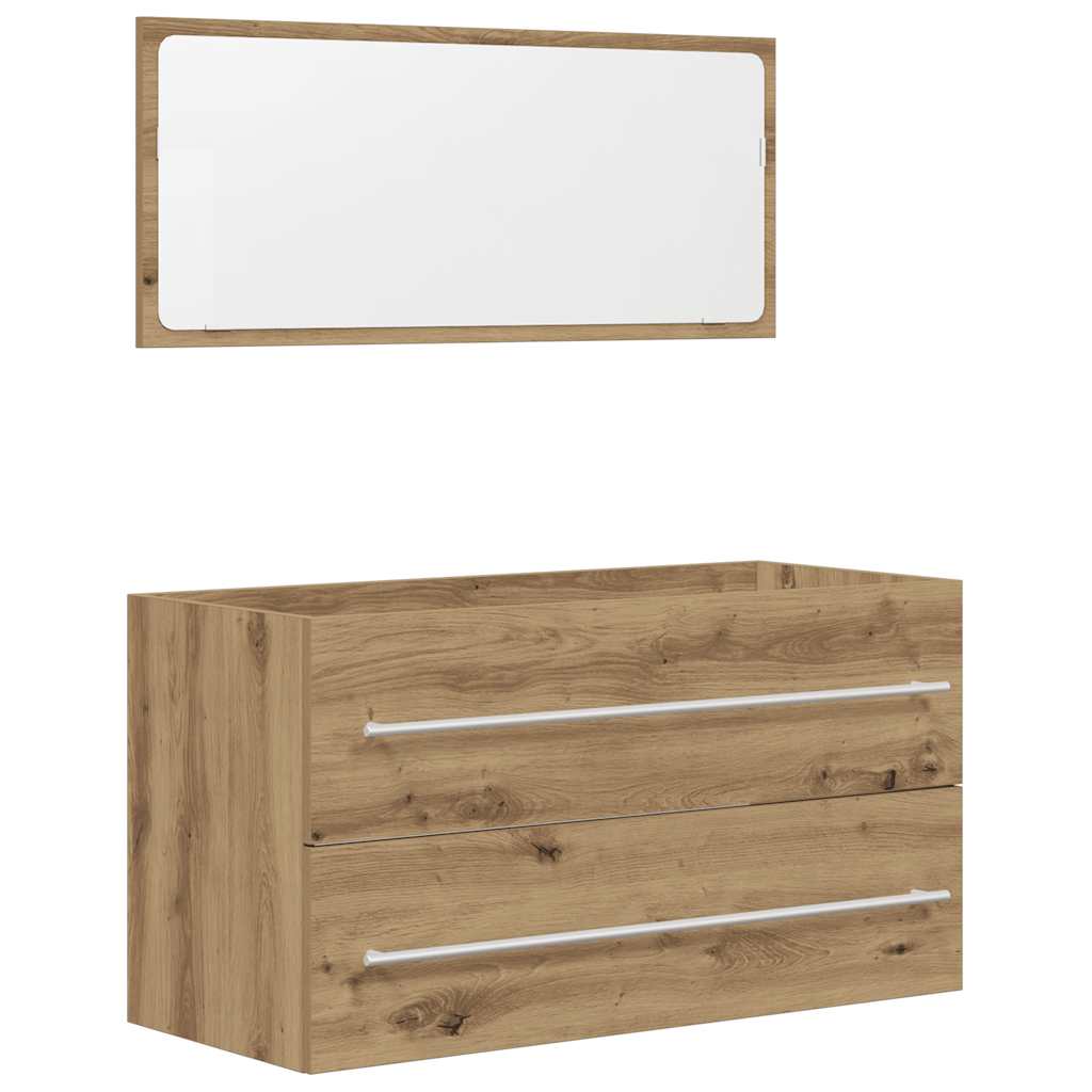 Set Mobili da Bagno 2 pz Rovere Artigianale Legno Multistrato | homemem39