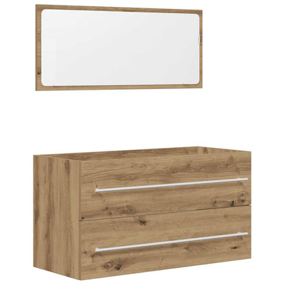 Set Mobili da Bagno 2 pz Rovere Artigianale Legno Multistrato | homemem39