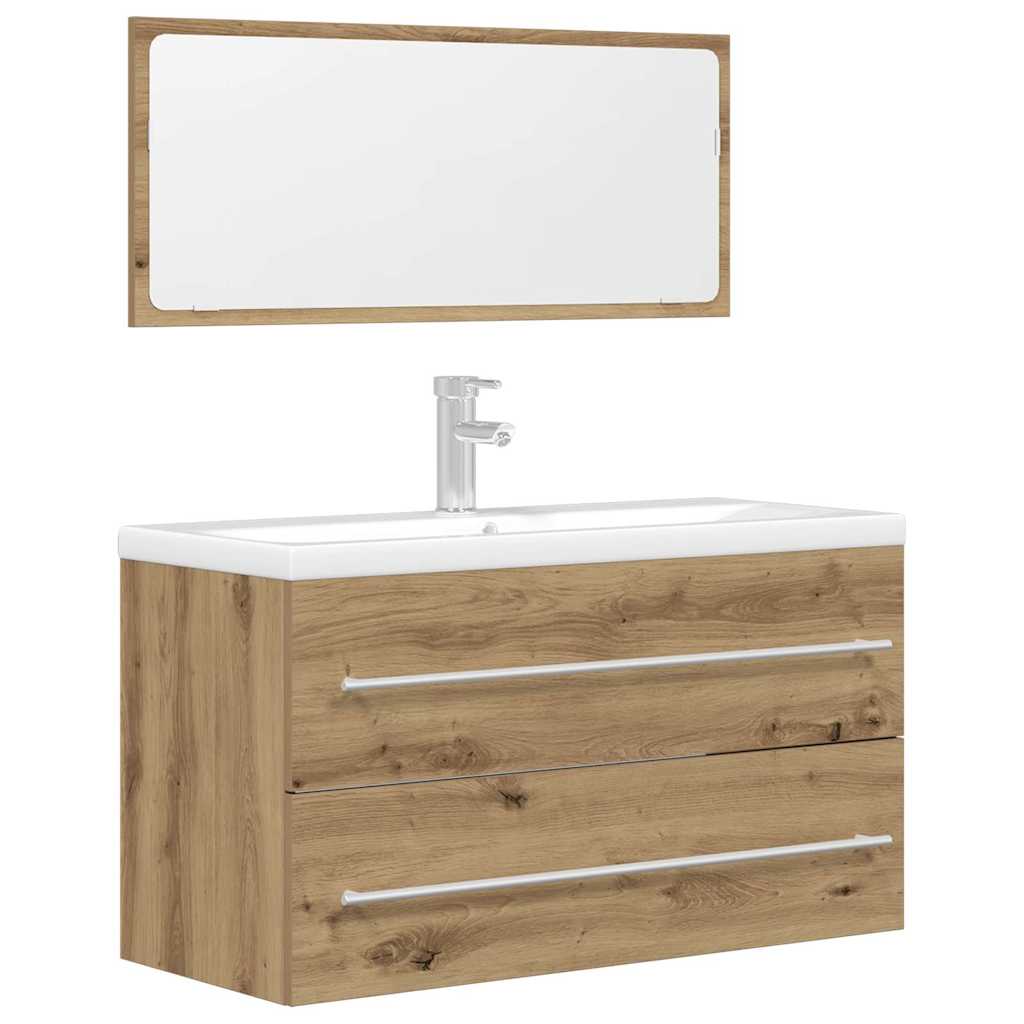 Set Mobili da Bagno 2 pz Rovere Artigianale Legno Multistrato | homemem39
