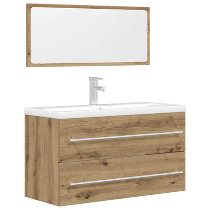 Set Mobili da Bagno 2 pz Rovere Artigianale Legno Multistrato | homemem39