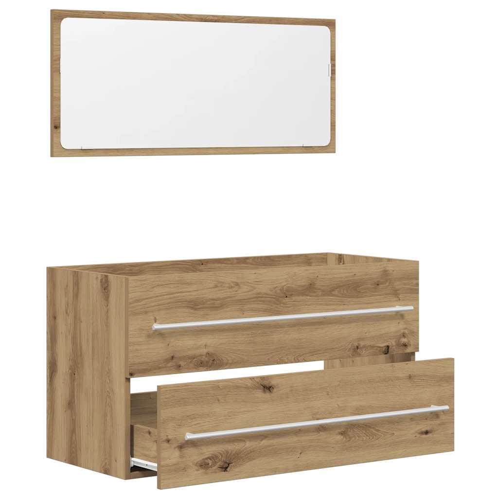 Set Mobili da Bagno 2 pz Rovere Artigianale Legno Multistrato | homemem39