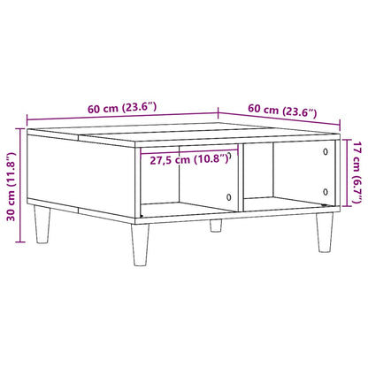 Tavolino da Salotto Legno Antico 60x60x30 cm Legno Multistrato | homemem39