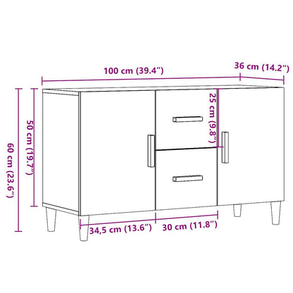 Credenza Legno Antico 100x36x60 cm in Legno Multistrato - homemem39