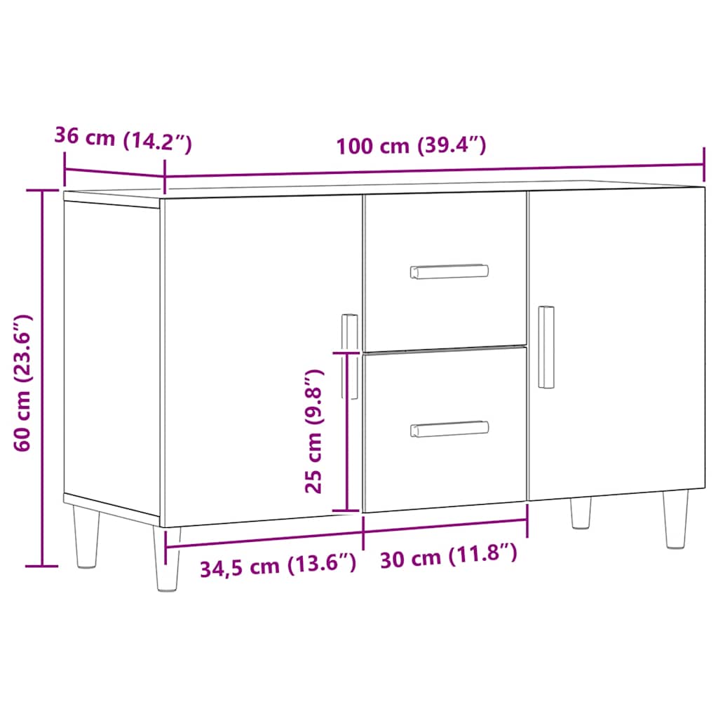 Credenza Rovere Artigianale 100x36x60 cm in Legno Multistrato - homemem39