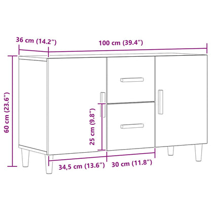 Credenza Rovere Artigianale 100x36x60 cm in Legno Multistrato - homemem39